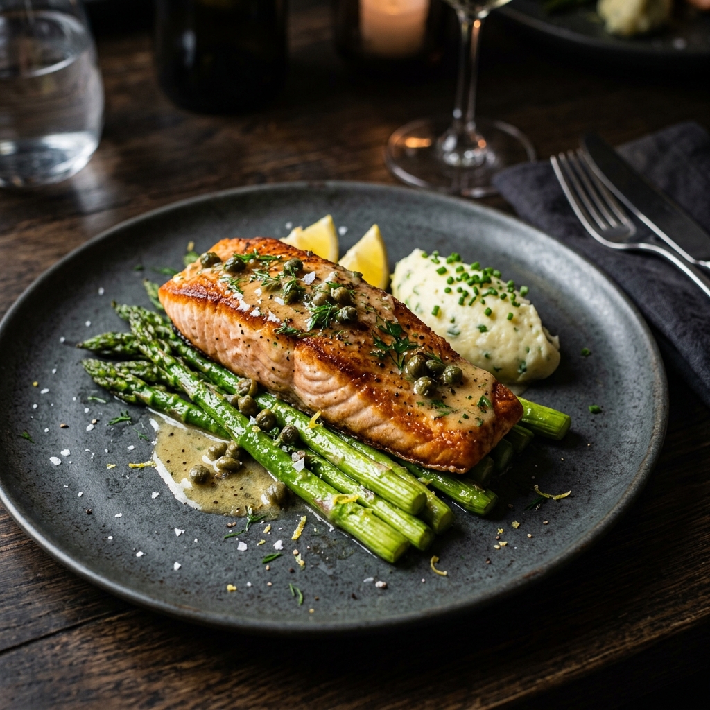 Seared King Salmon — Marlborough salmon with lemon butter sauce