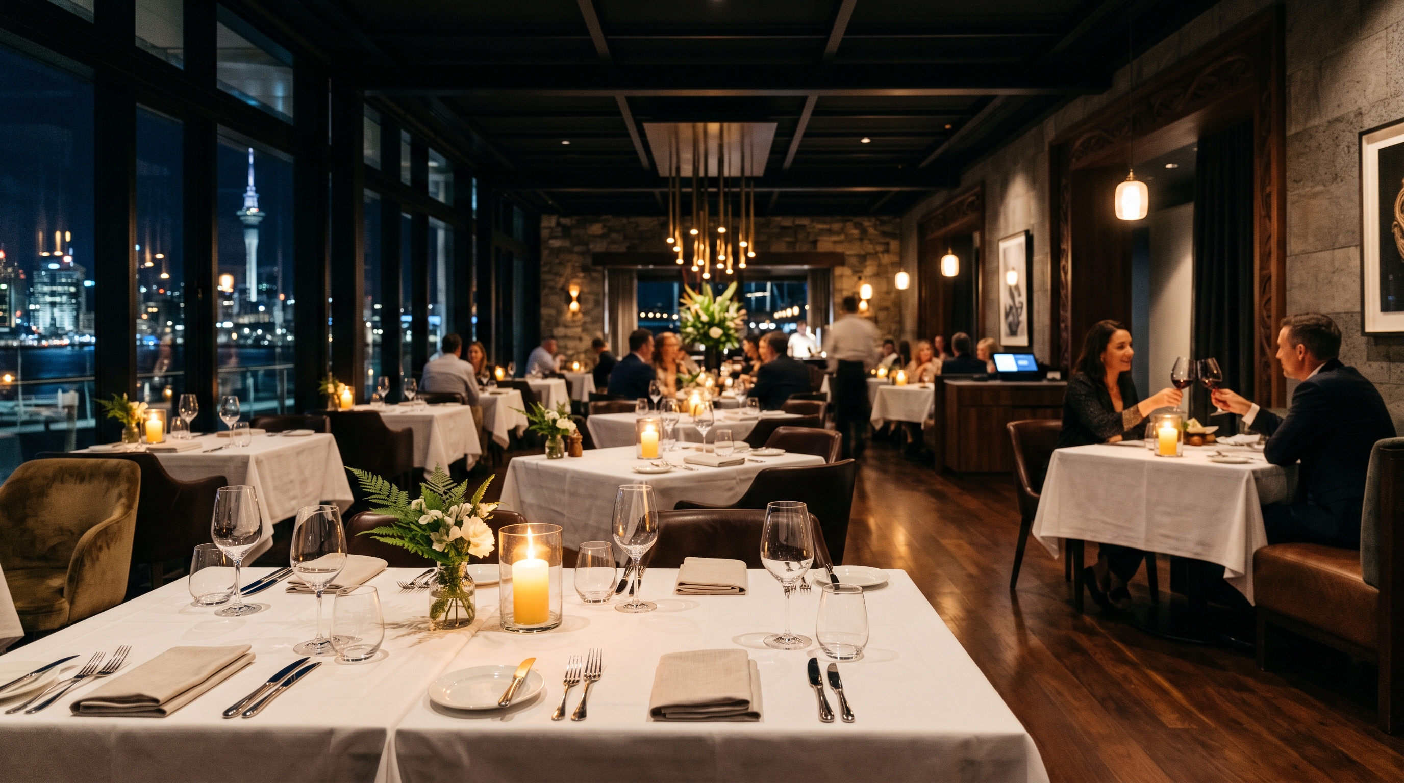 Northern Ace Club dining room with harbour view